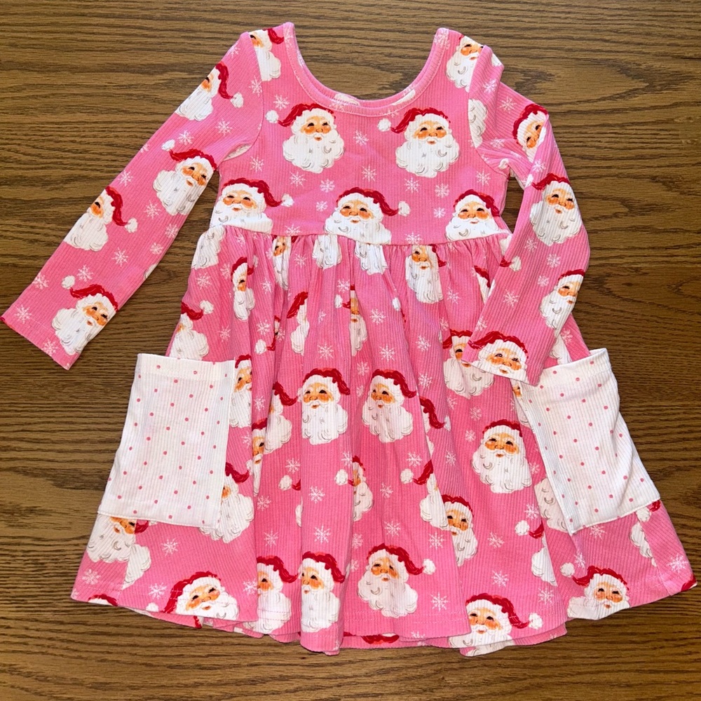 SweetHoney Pink Santa Claus Dress with Pockets